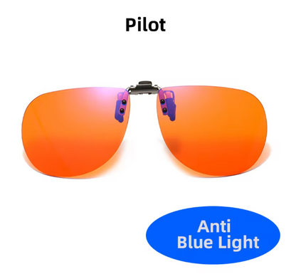 Flip up Clip on Blue Light Blocking Glasses in Pilot and Square Shape