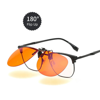 Flip up Clip on Blue Light Blocking Glasses Men Computer Orange anti Ray Filter Gaming Lens Women Eyeglasses